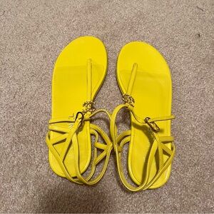 Yellow Sandals with Floral Accents